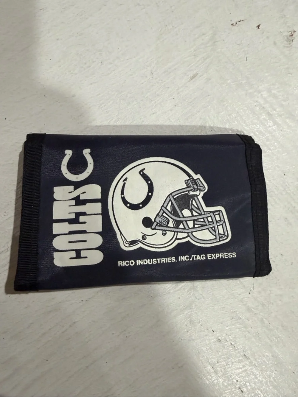 Indianapolis Colts Navy Tri-Fold Wallet with Helmet Graphic